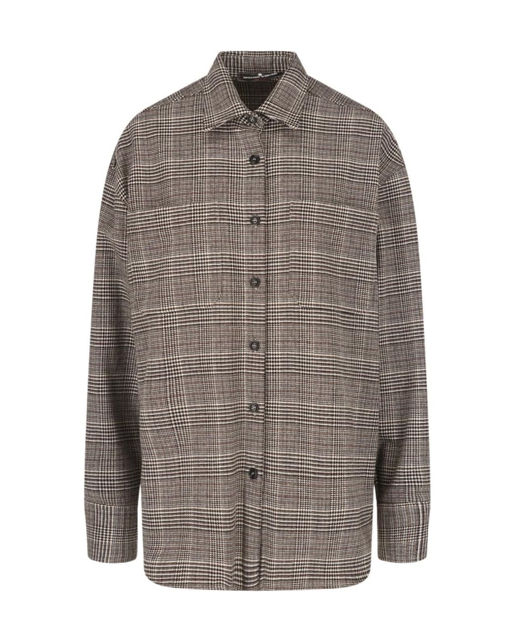 Ermanno Scervino Brown Checked Button-Up Shirt