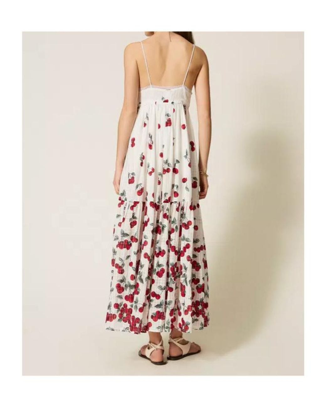 Twinset White Cherry Print Maxi Dress