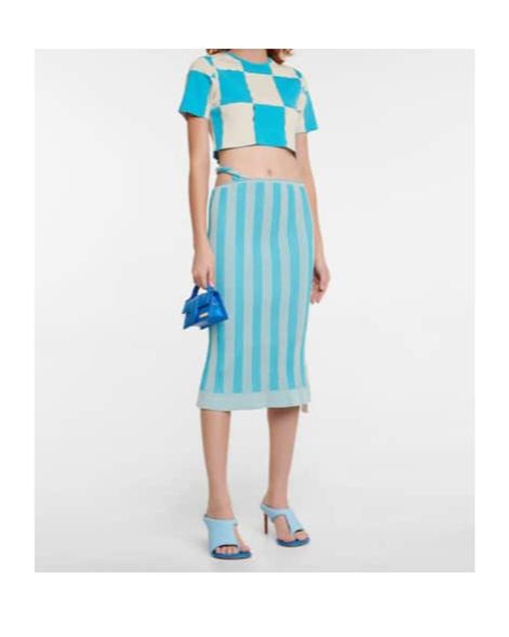 Jacquemus Blue La Jupe Gelato Striped Midi Skirt