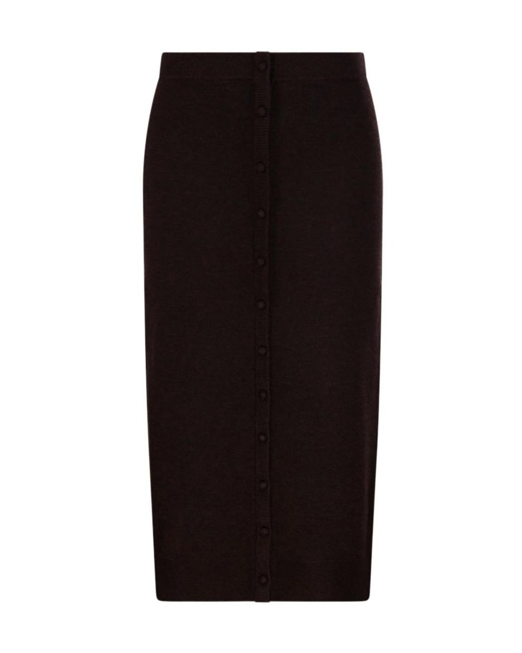 Victoria Beckham Black Button-Decorated Midi Skirt
