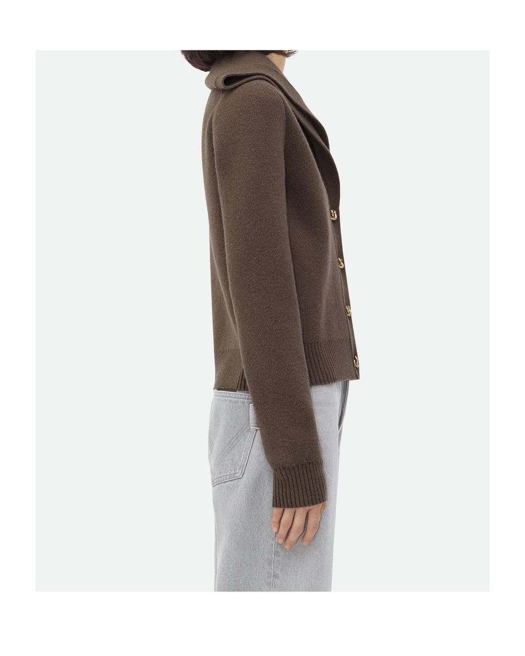 Bottega Veneta Brown Knot Button Detailed Knitted Cardigan