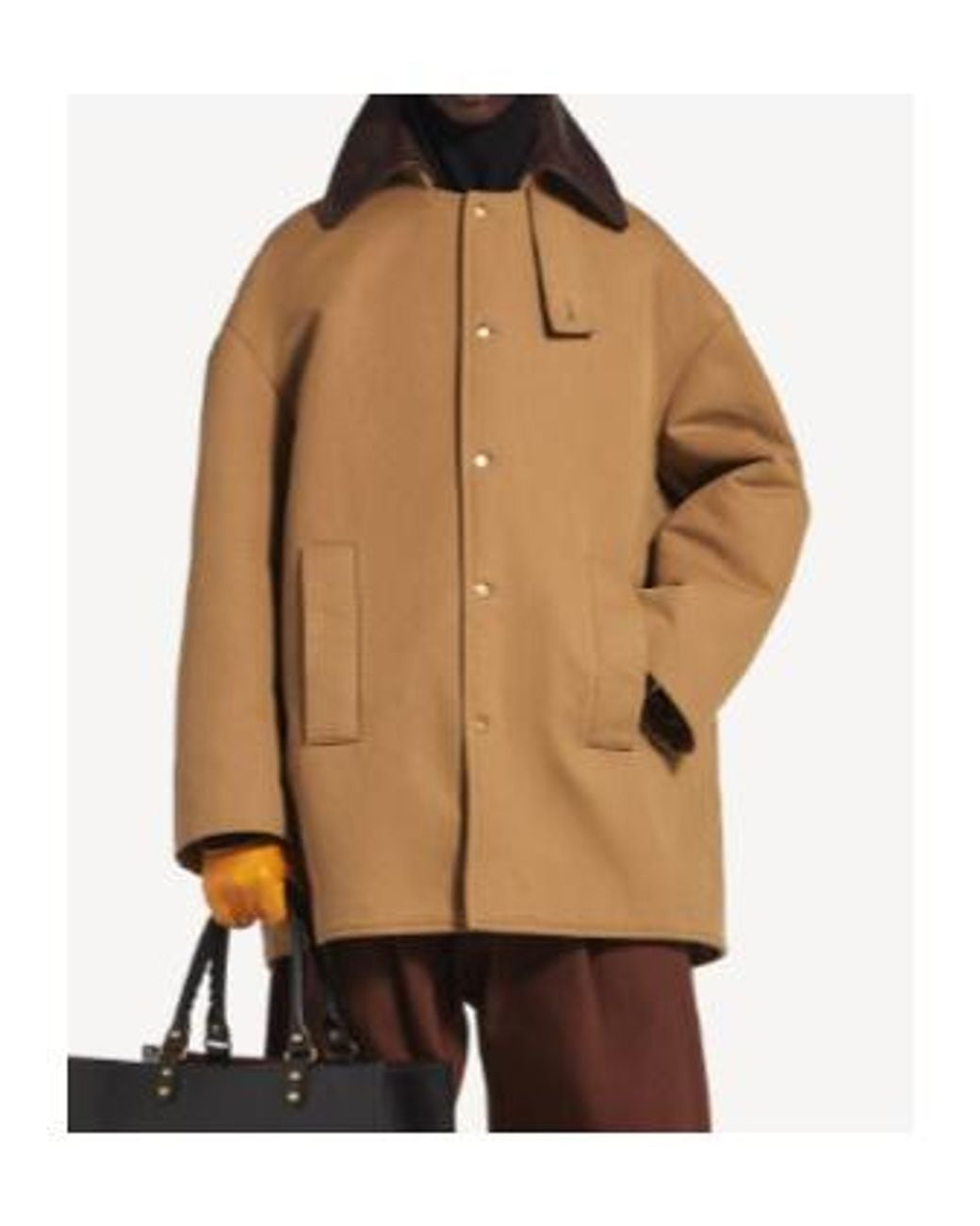 Balenciaga Brown Collared Button-Up Short Peacoat for men