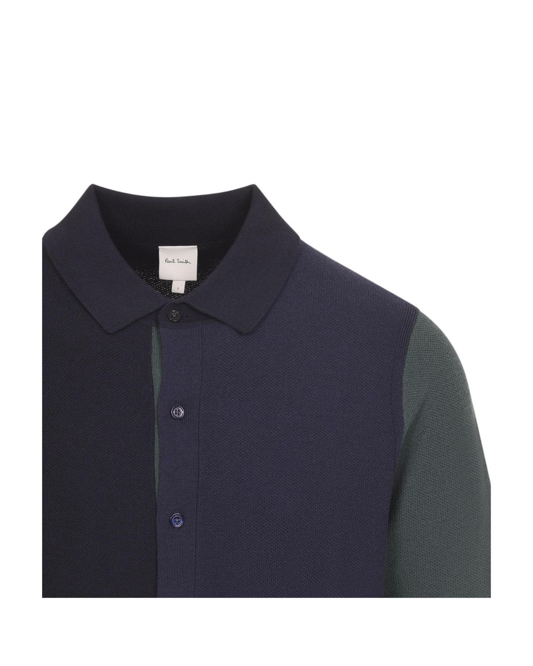 Paul Smith Blue Contrast-Sleeve Polo Cardigan for men