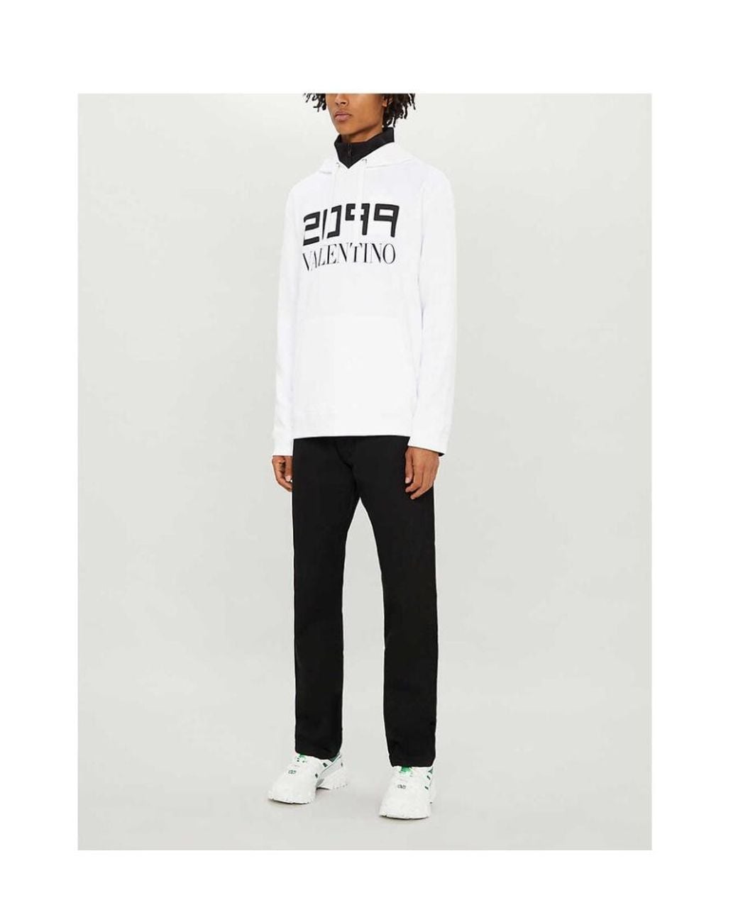 Valentino White 2099 Logo-Print Hoodie for men