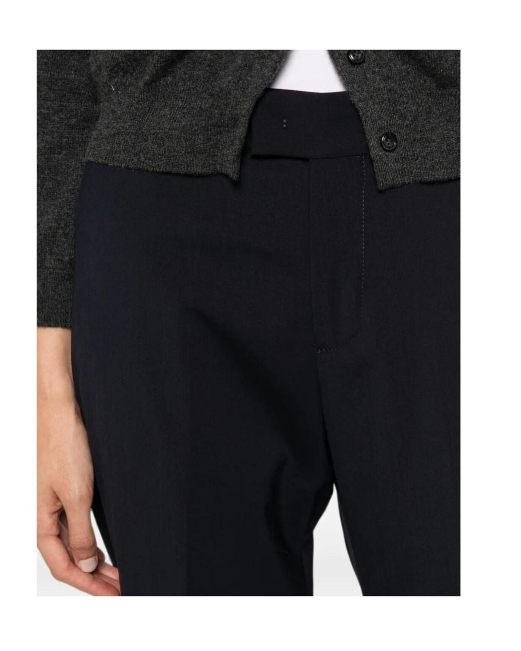 Berwich Black Cropped Turn-Up Trousers