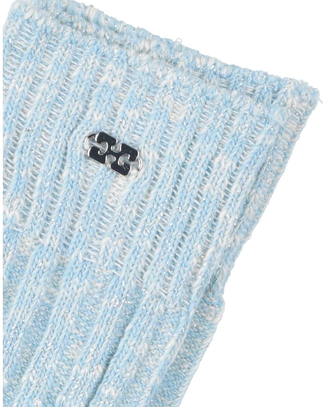 Ganni Blue Metallic Mid-Calf Socks