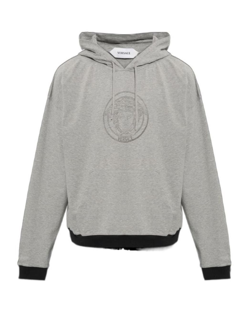 Versace Gray Medusa Logo Hoodie for men