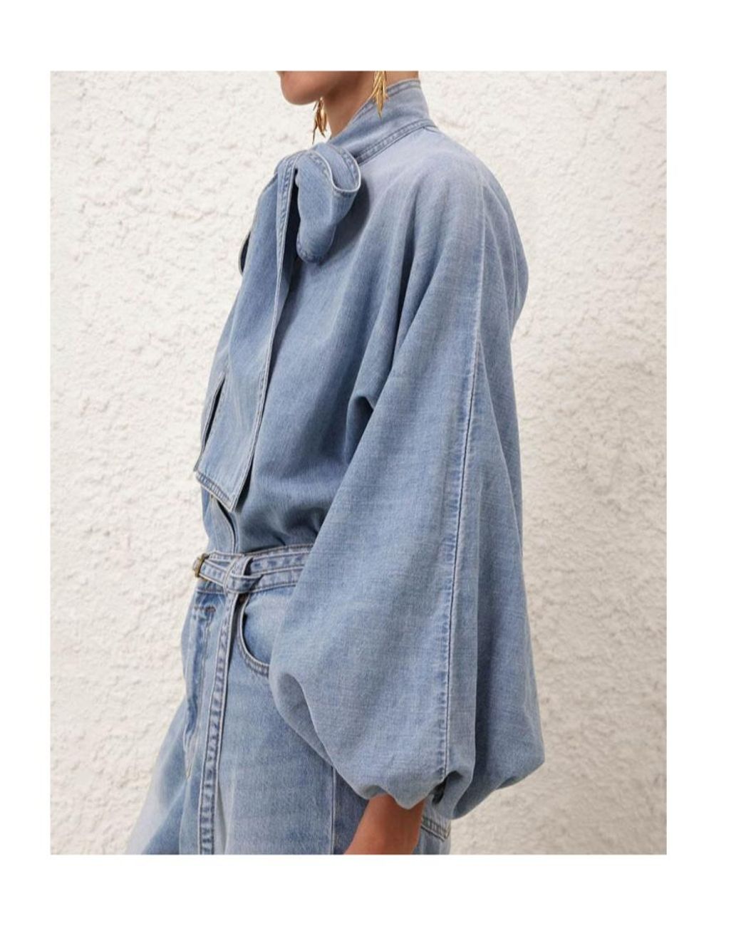 Zimmermann Blue Bow-Neck Denim Top