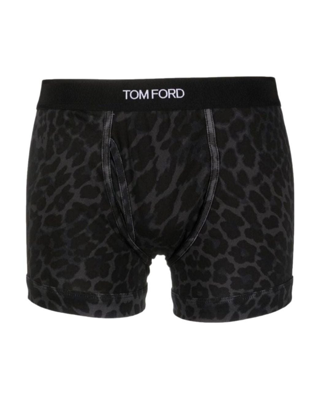 Tom Ford Black Logo-Waistband Leopard-Print Boxers for men