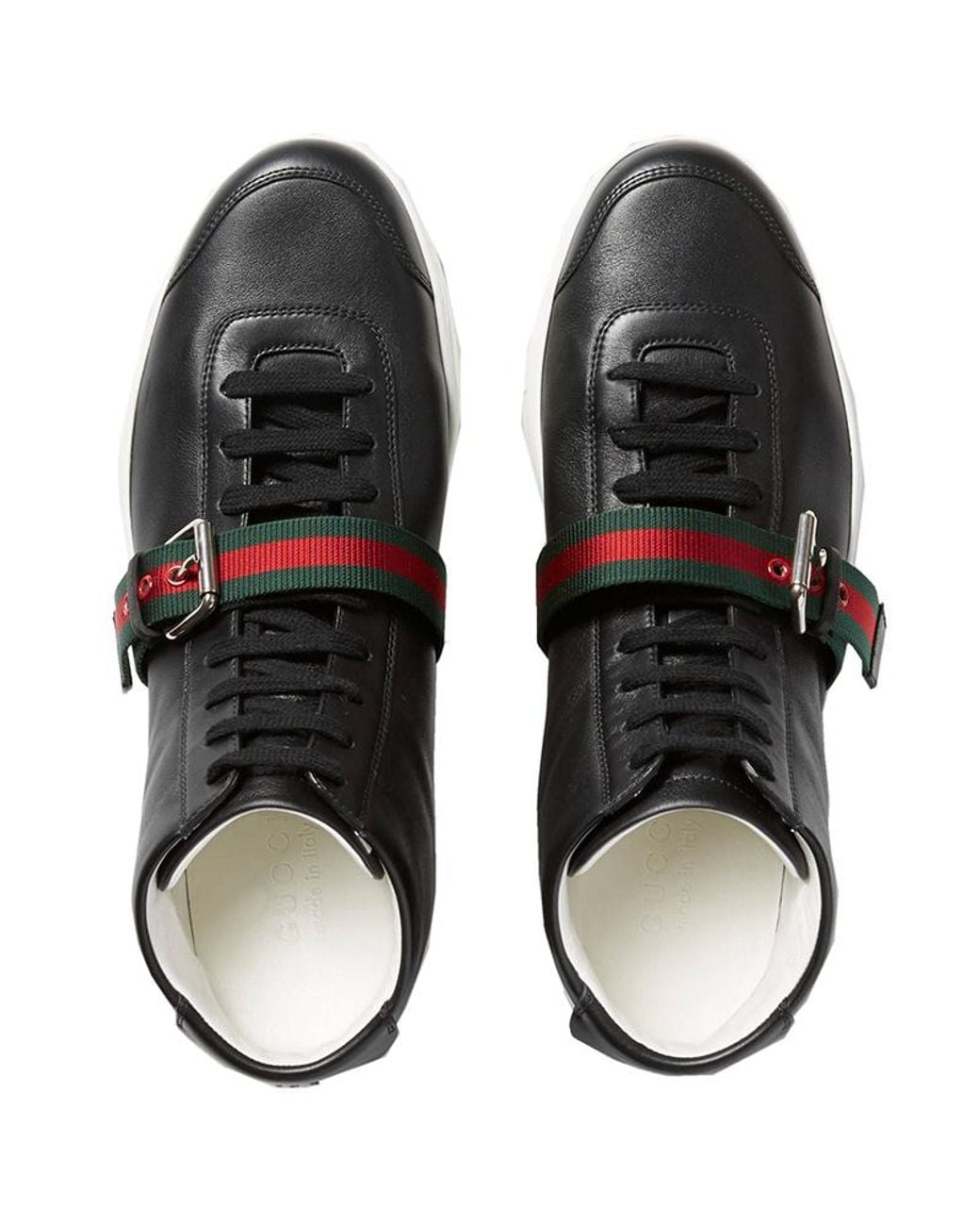 Gucci Black Strapped High-Top Casual Sneakers for men