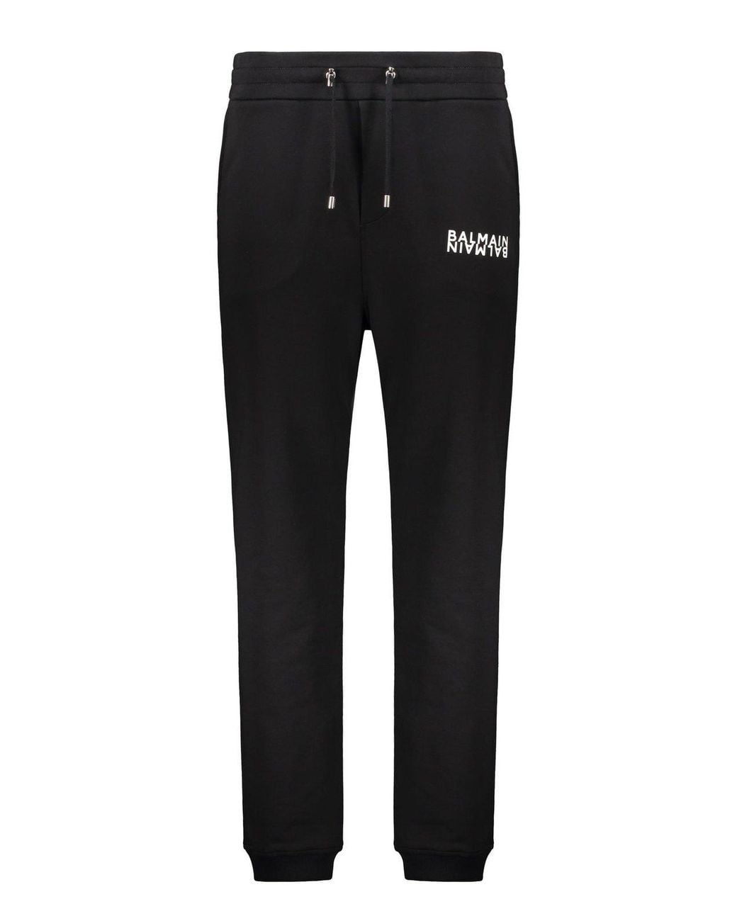 Balmain Black Logo Printed Elasticated Waistband Track Pants for men