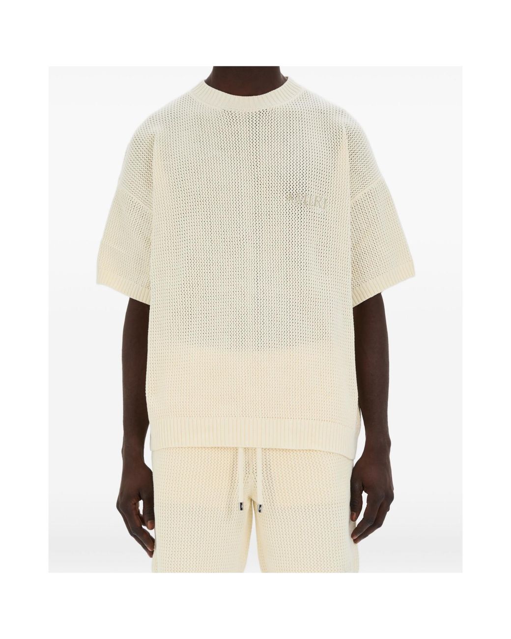 Amiri White Crochet T-Shirt for men