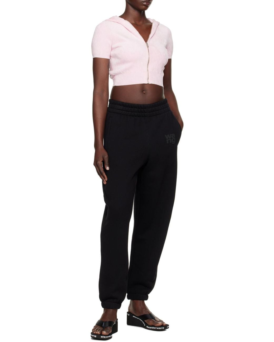 T By Alexander Wang Black Logo Cuffed Joggers