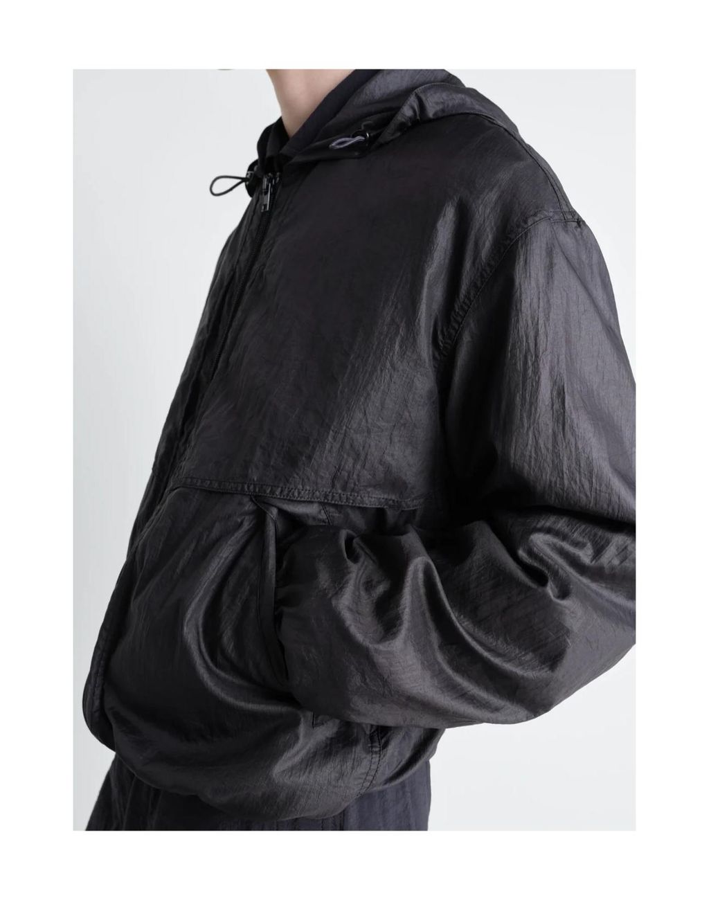 Lemaire Black Hooded Zipped Windbreaker for men