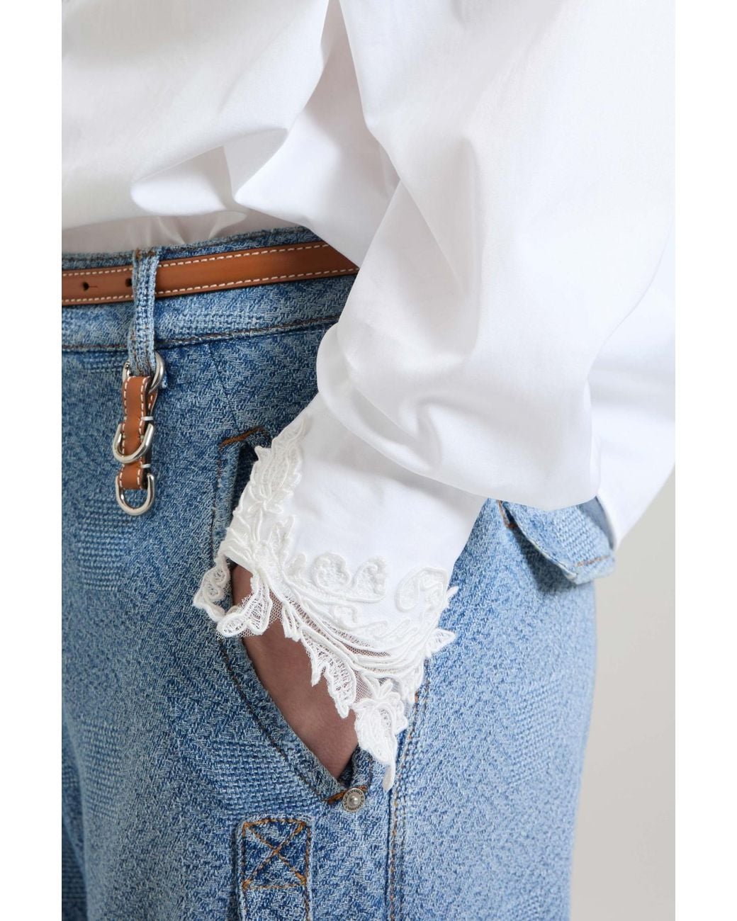 Ermanno Scervino White Floral Lace Shirt