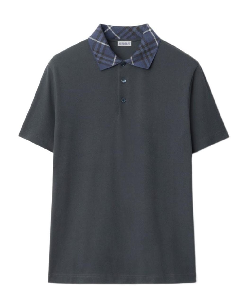 Burberry Blue Check Printed Short Sleeved Polo Shirt for men