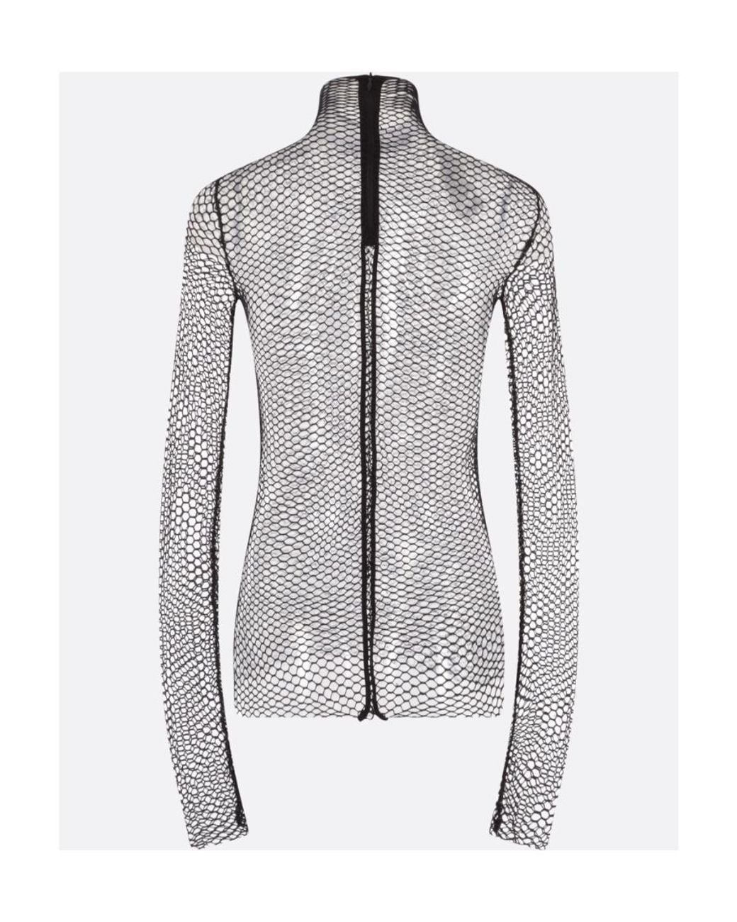 RED Valentino Gray Rev Mock Neck Mesh Top