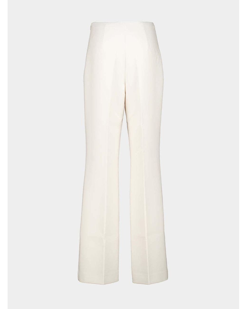 Roland Mouret White Cream Wide Fit Stretch Crepe Trousers