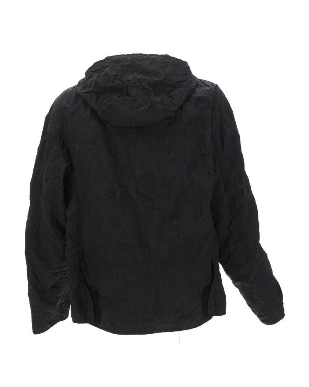 Stone Island Black Crinkle-Finish Hooded Jacket for men