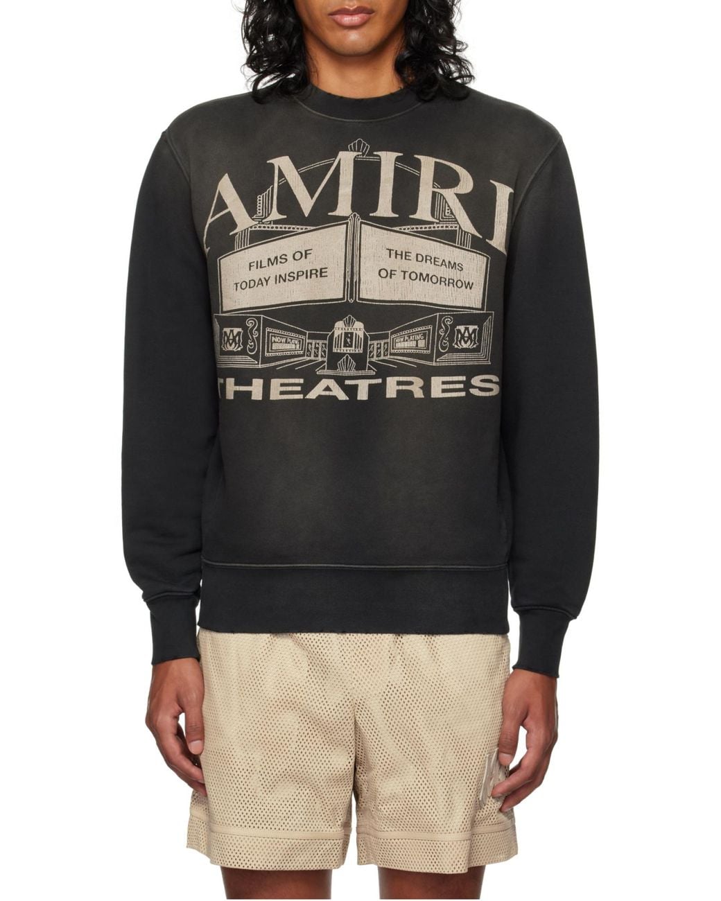 Amiri Gray Graphic Printed Crewneck Sweatshirt for men