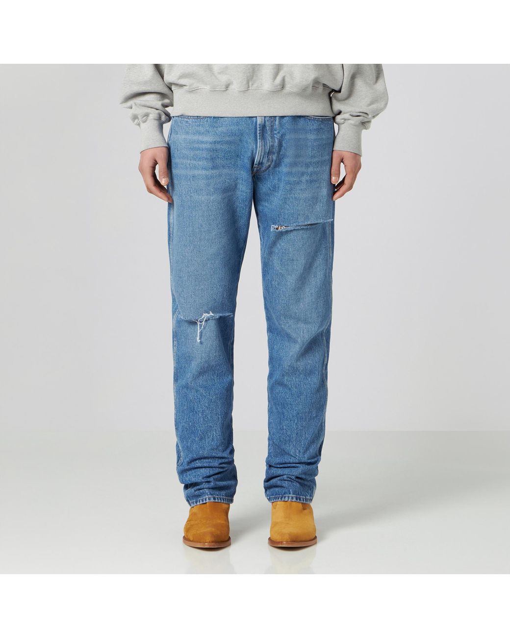 1989 STUDIO Blue Distressed Straight-Leg Jeans for men