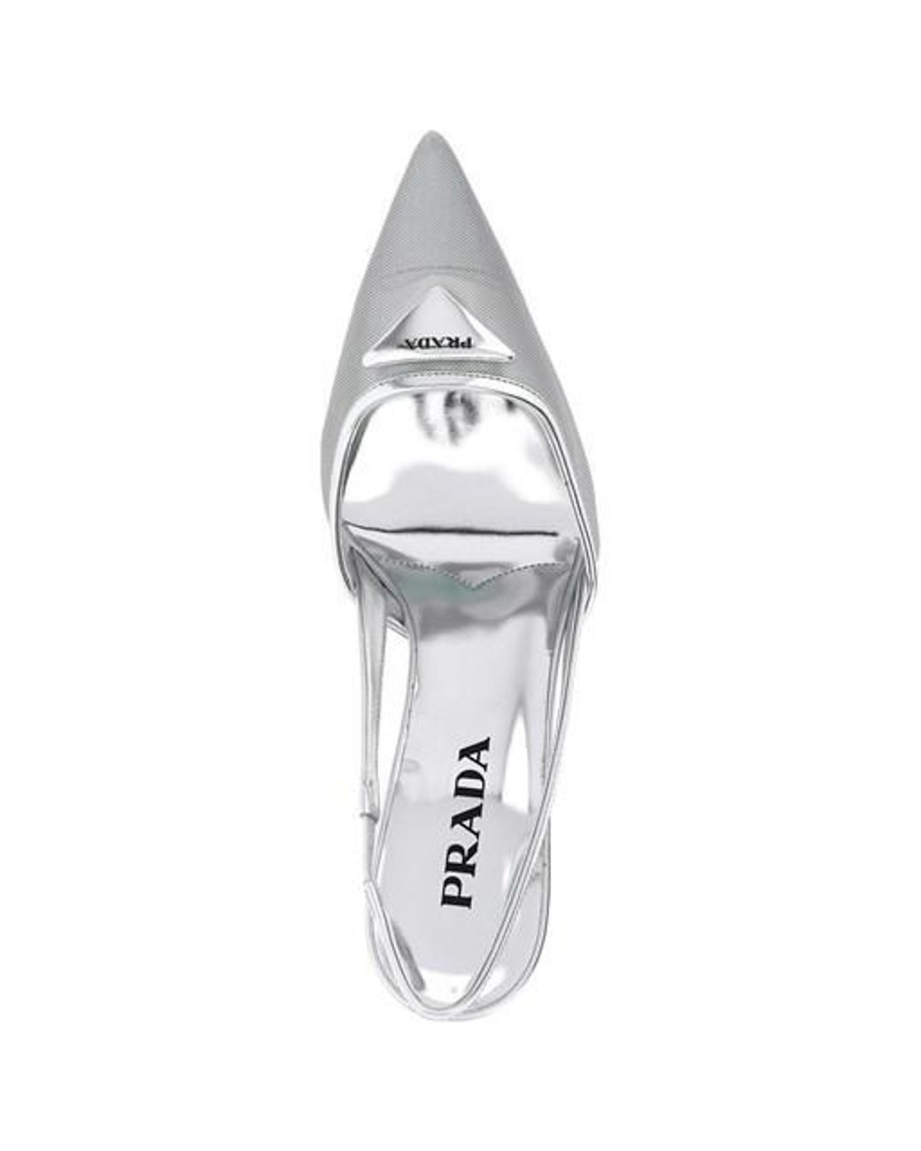 Prada White Mesh-Panelled Slingback Pumps
