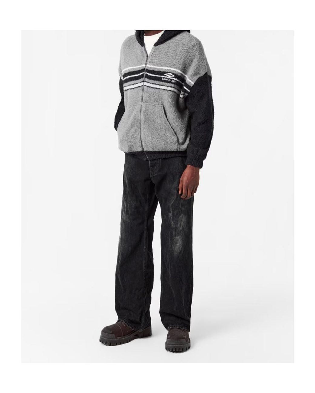 Balenciaga Gray Zip Hoodie for men