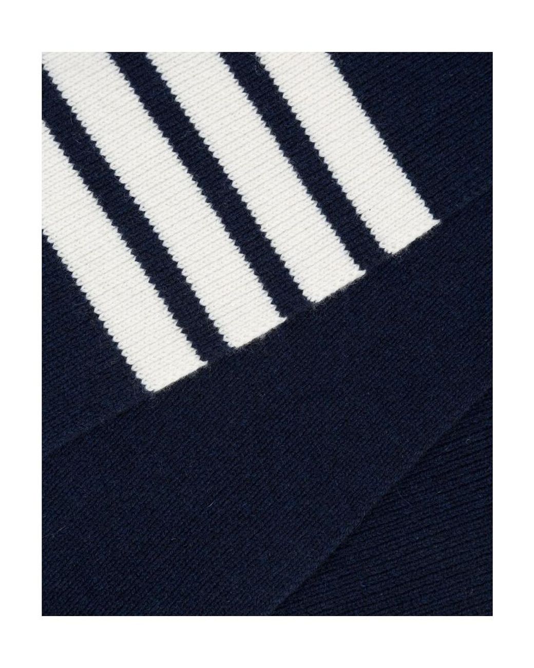 Thom Browne Blue 4-Bar Knitted Scarf for men