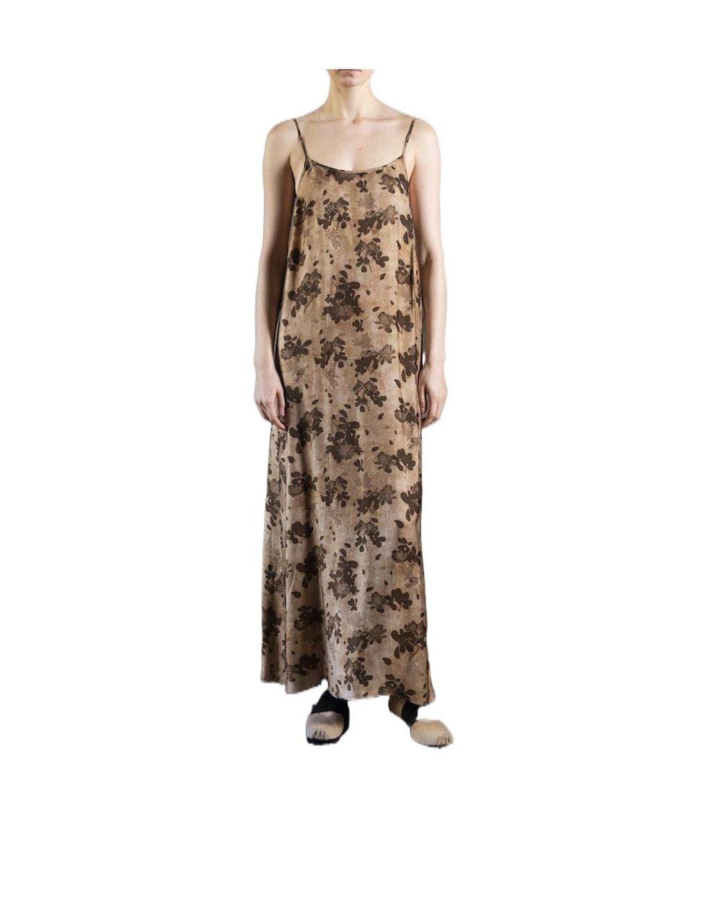 Uma Wang Metallic Thinstrap Maxi Dress