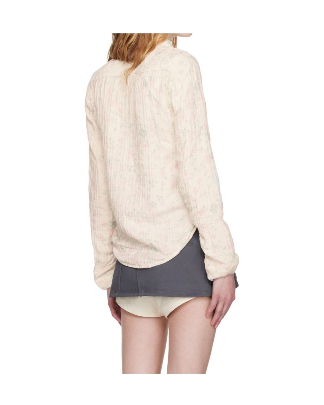OPEN YY White Floral Pattern Shirt