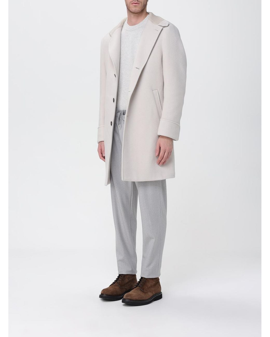 Eleventy Natural Single Breasted Coat for men