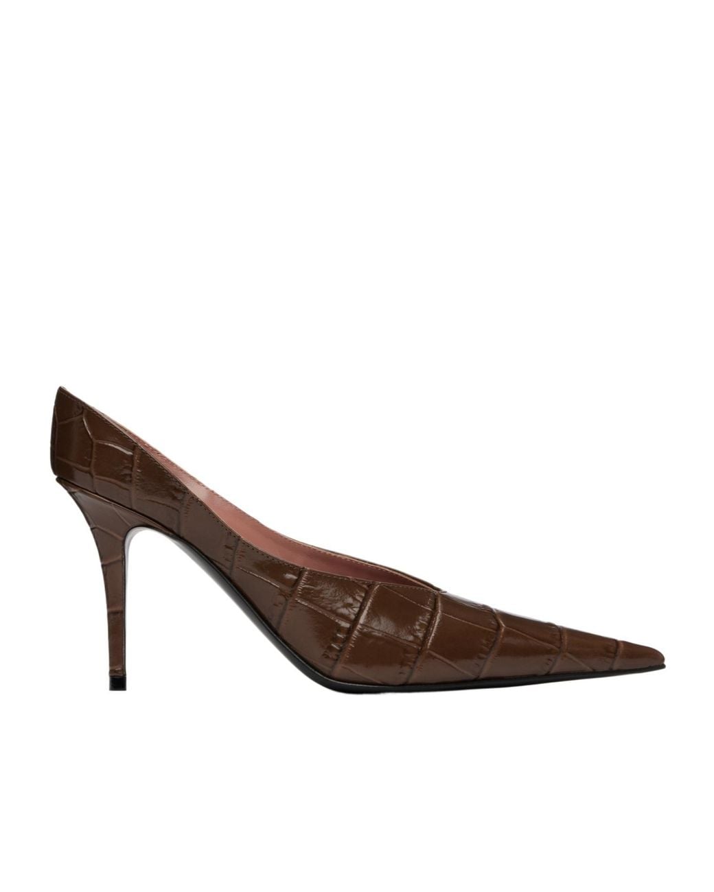 AMINA MUADDI Brown Pointed-Toe High Heels