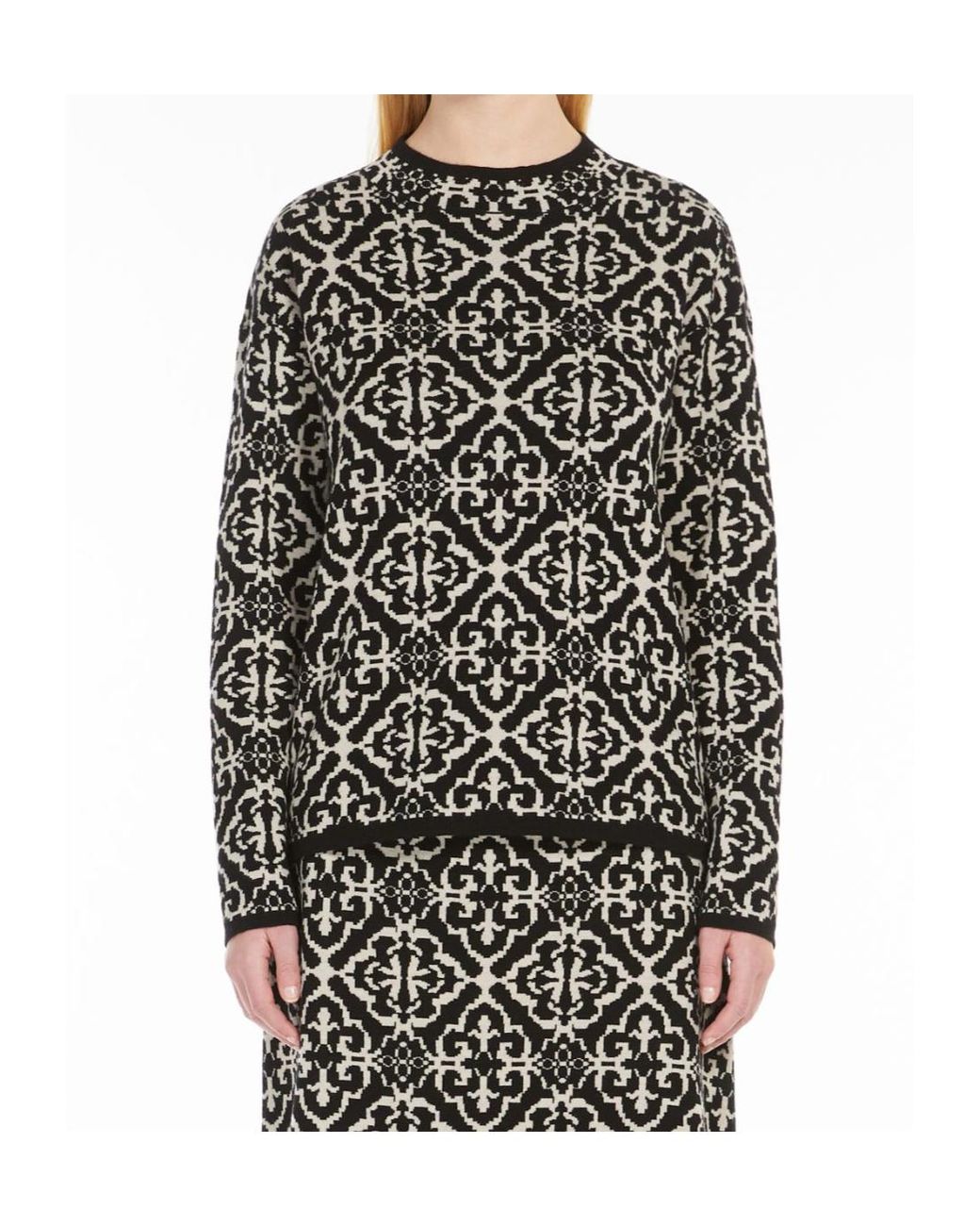 Max Mara Black Wool And Cashmere Jacquard Sweater