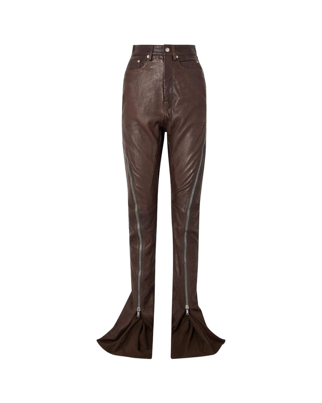 Rick Owens Brown Panel Flared Pants