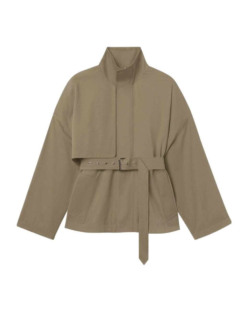 FRAME Natural Storm-Flap Belted Jacket