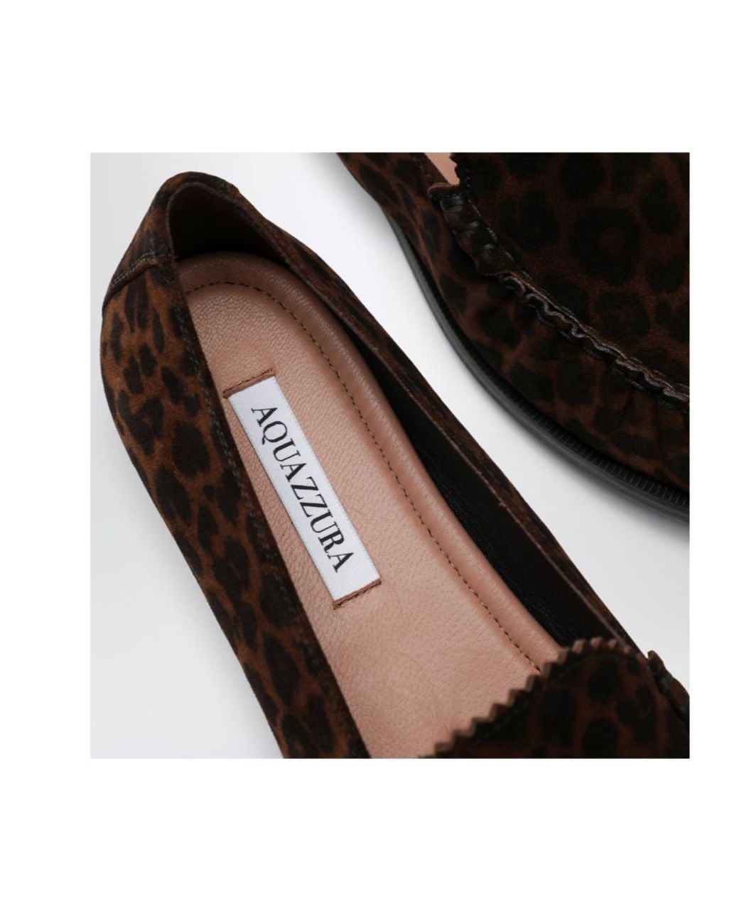 Aquazzura Black Leopard-Print Suede Loafers