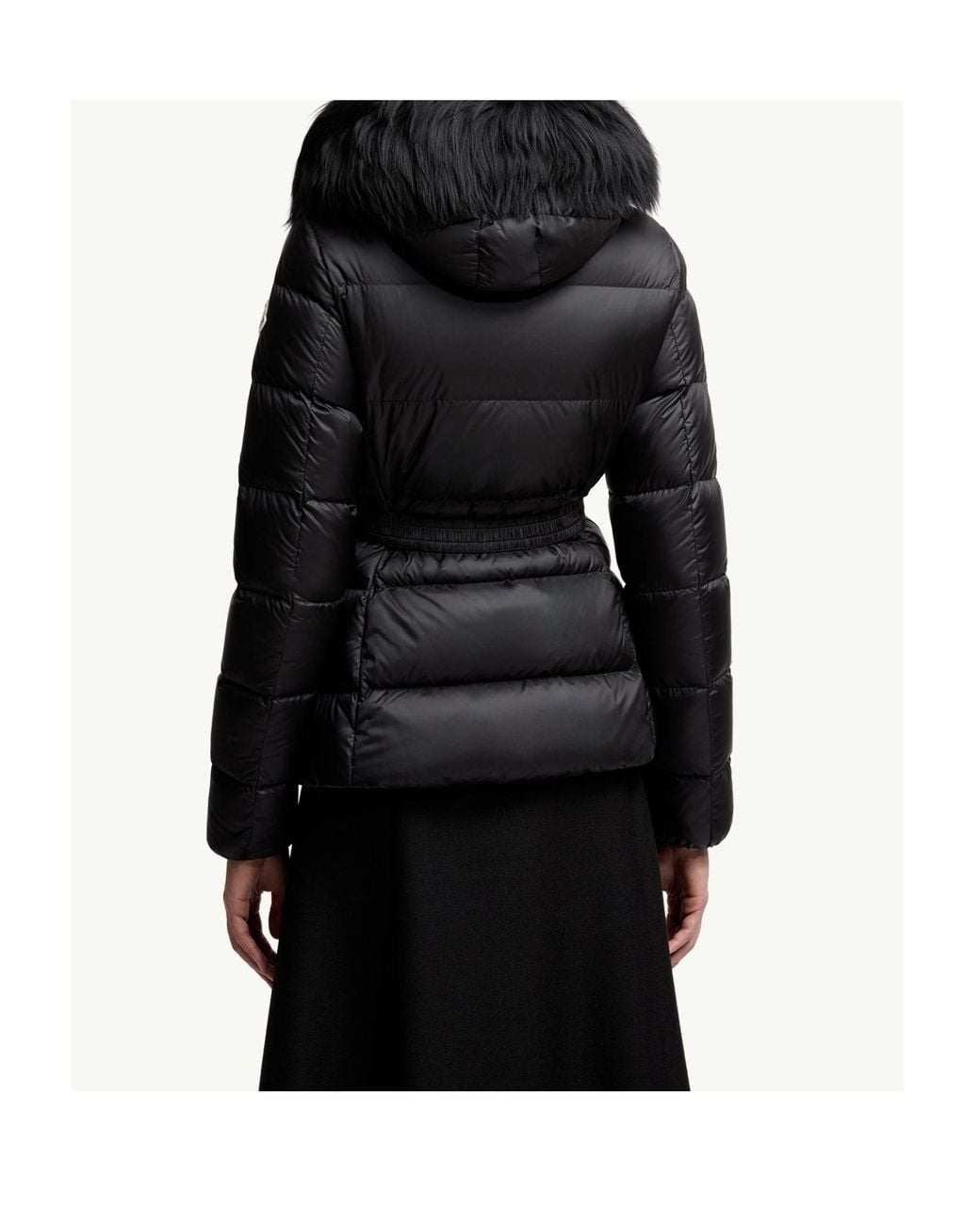 Moncler Black Boed Fur-Trim Hooded Padded Jacket