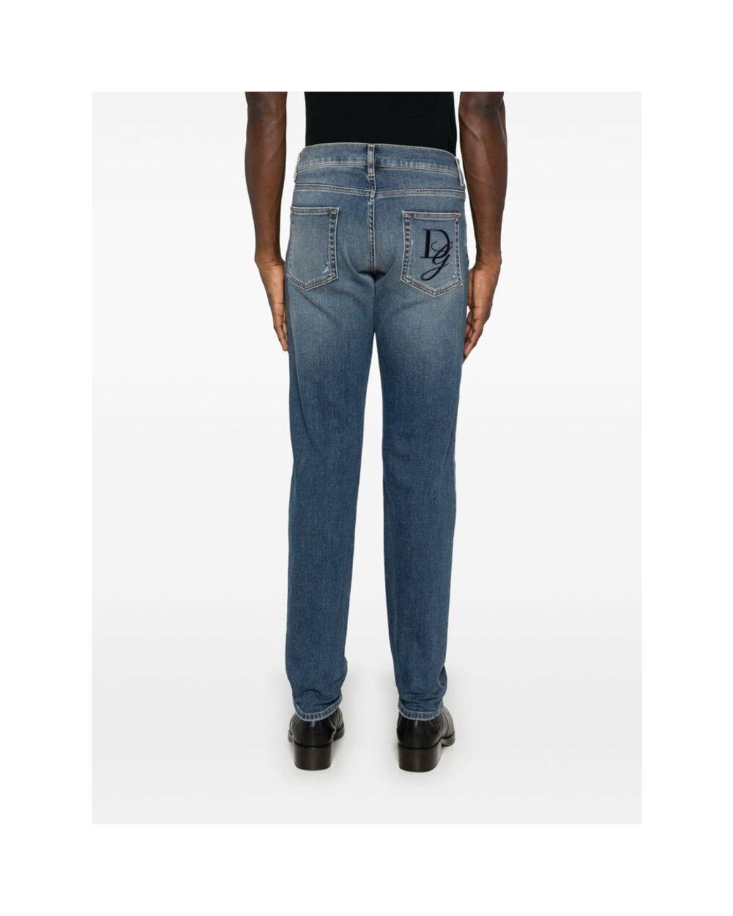 Dolce & Gabbana Blue Medium-Rise Slim Cotton Jeans for men