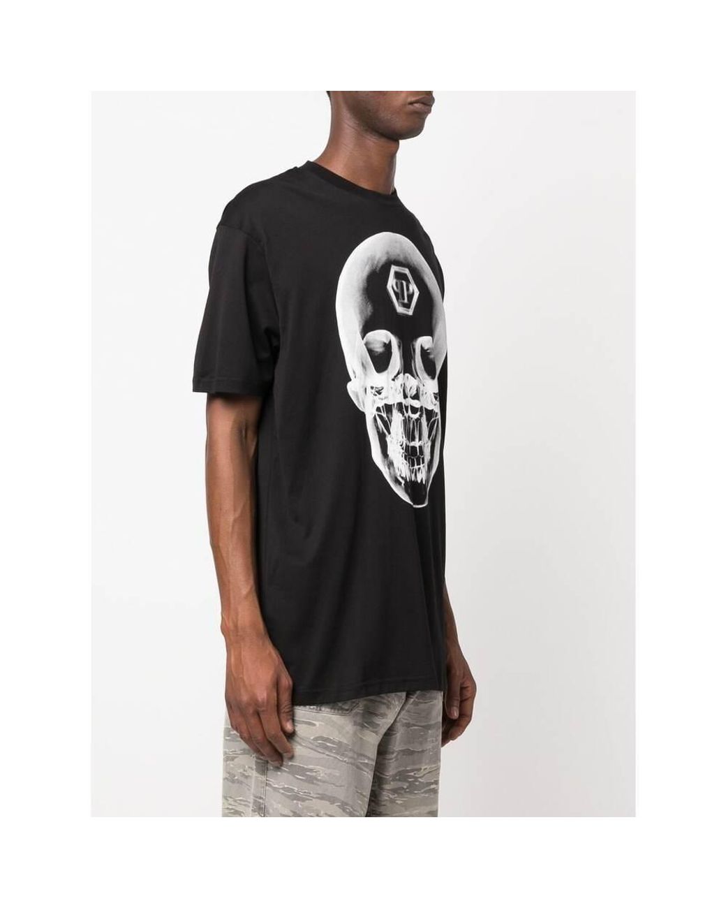 Philipp Plein Black Skull Print Short-Sleeve T-Shirt for men