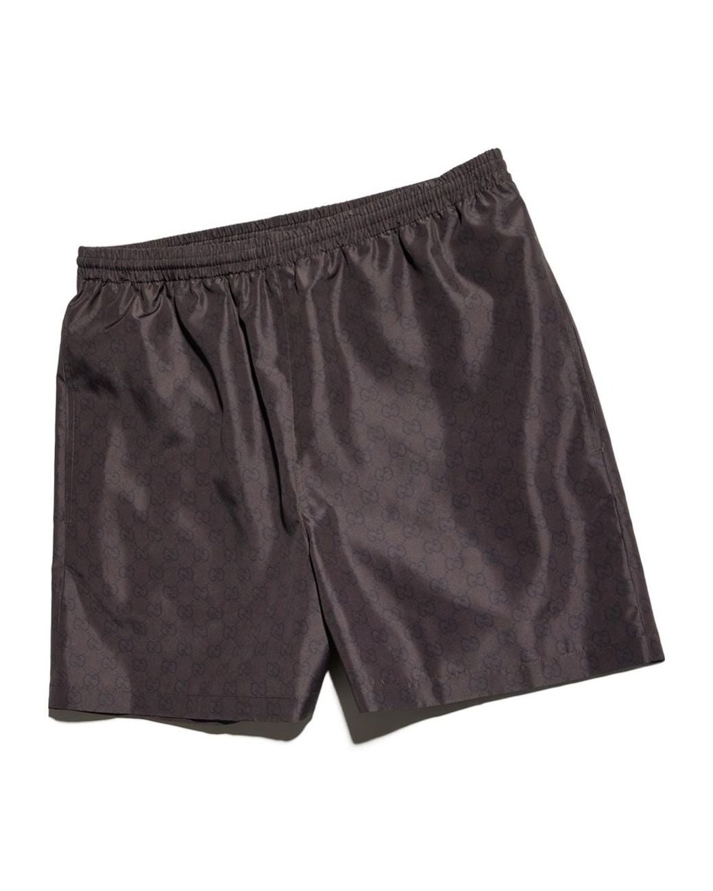 Gucci Gray Printed Poplin Swim Shorts for men