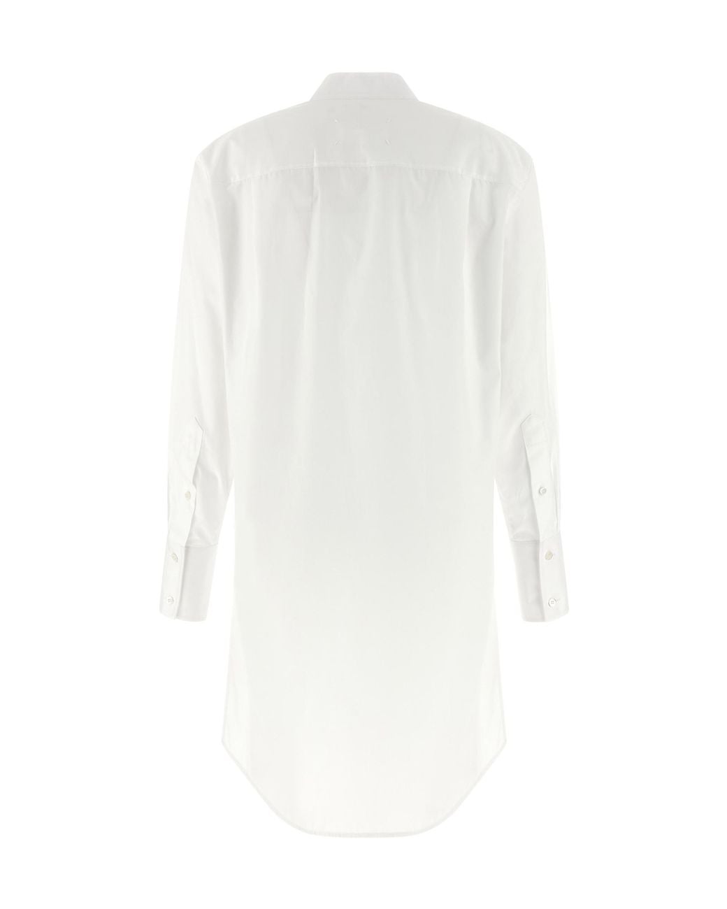 Maison Margiela White Long Sleeved Tie-Detailed Mini Dress