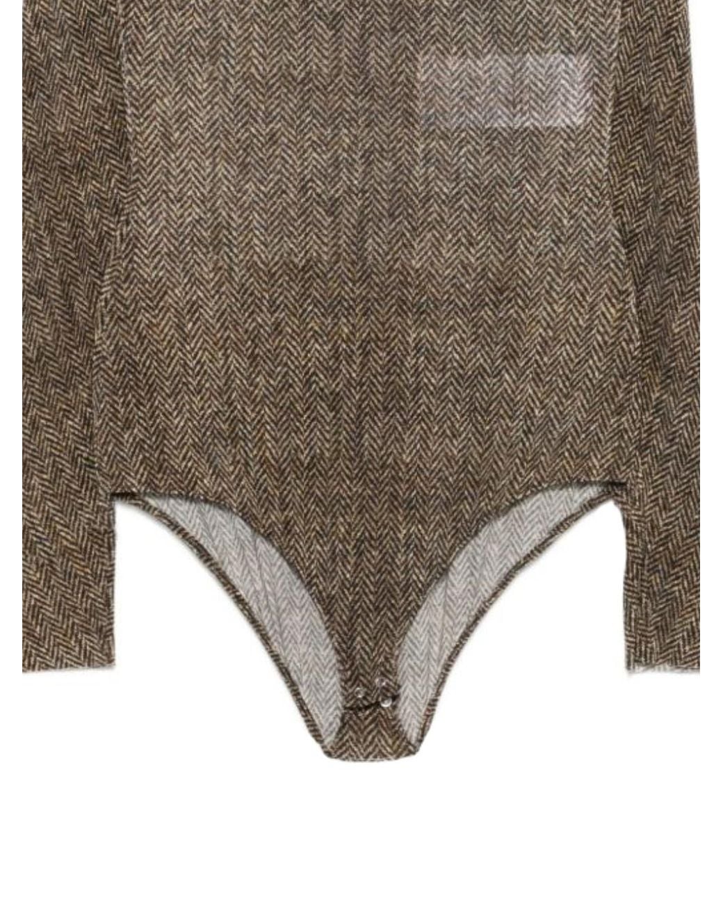 Maison Margiela Brown Long-Sleeve Bodysuit