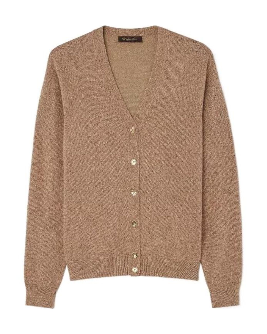 Loro Piana Brown Long-Sleeved Knitted Cardigan