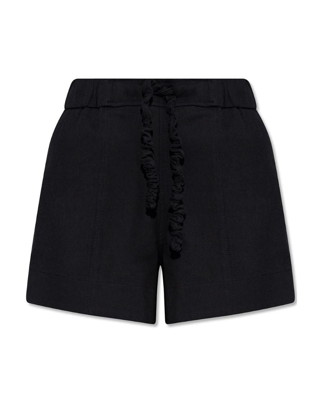 Ganni Black Elasticated Waist Drawstring Shorts