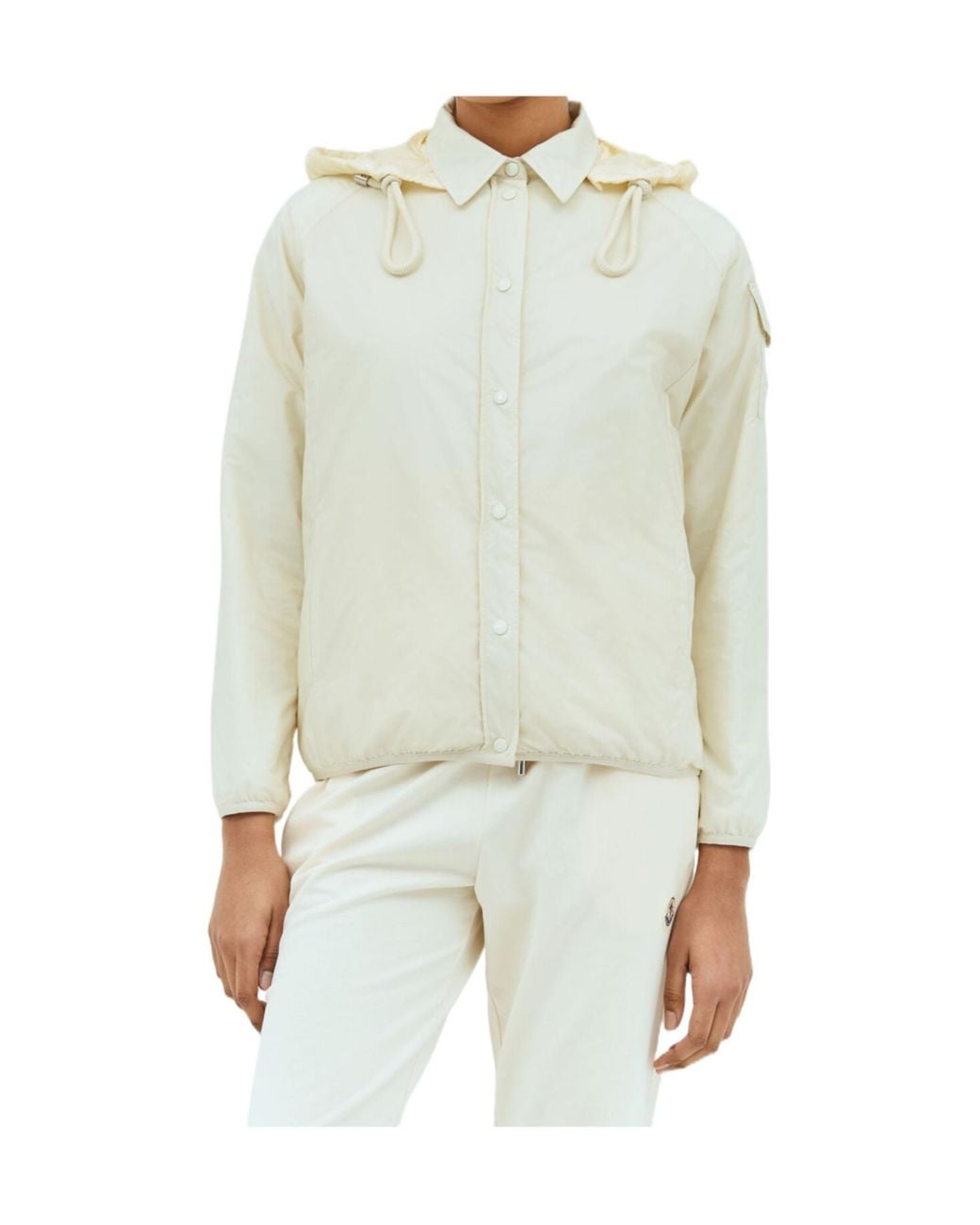 Moncler White Logo Patch Hooded Jacket