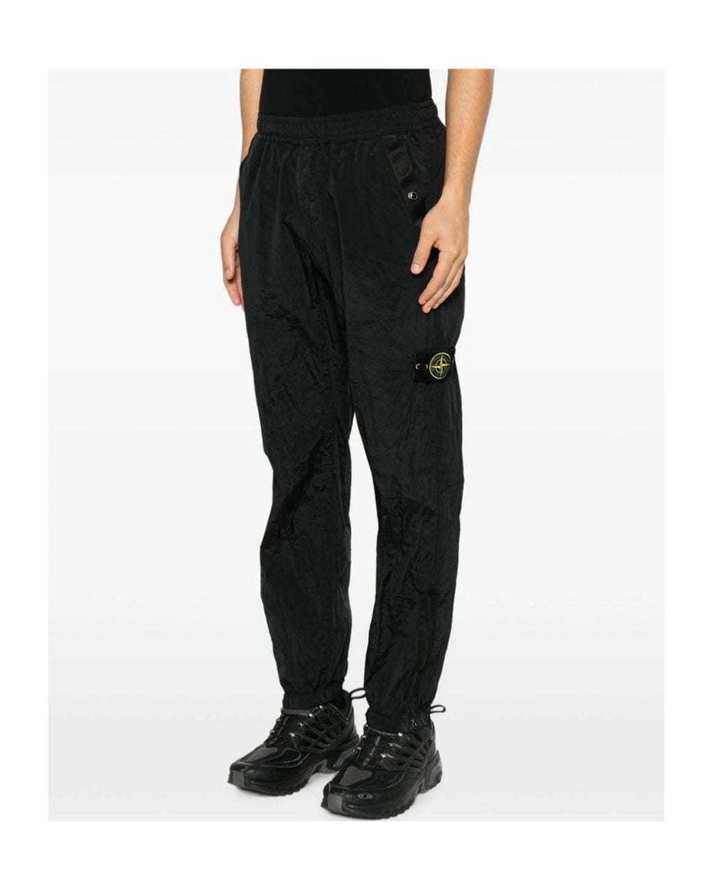 Stone Island Black Logo Patch Track Pants for men