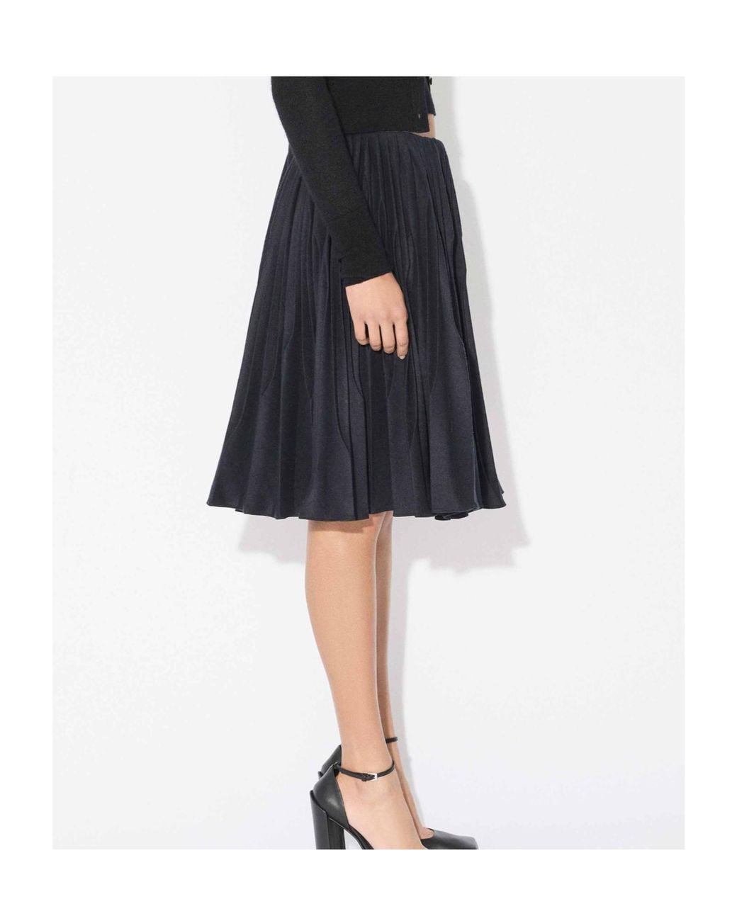Alaïa Blue Pleated Midi Skirt