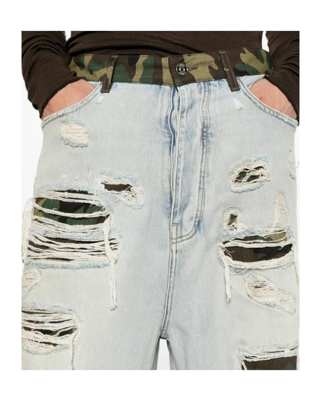 Amiri Gray Repaired Baggy Jeans for men