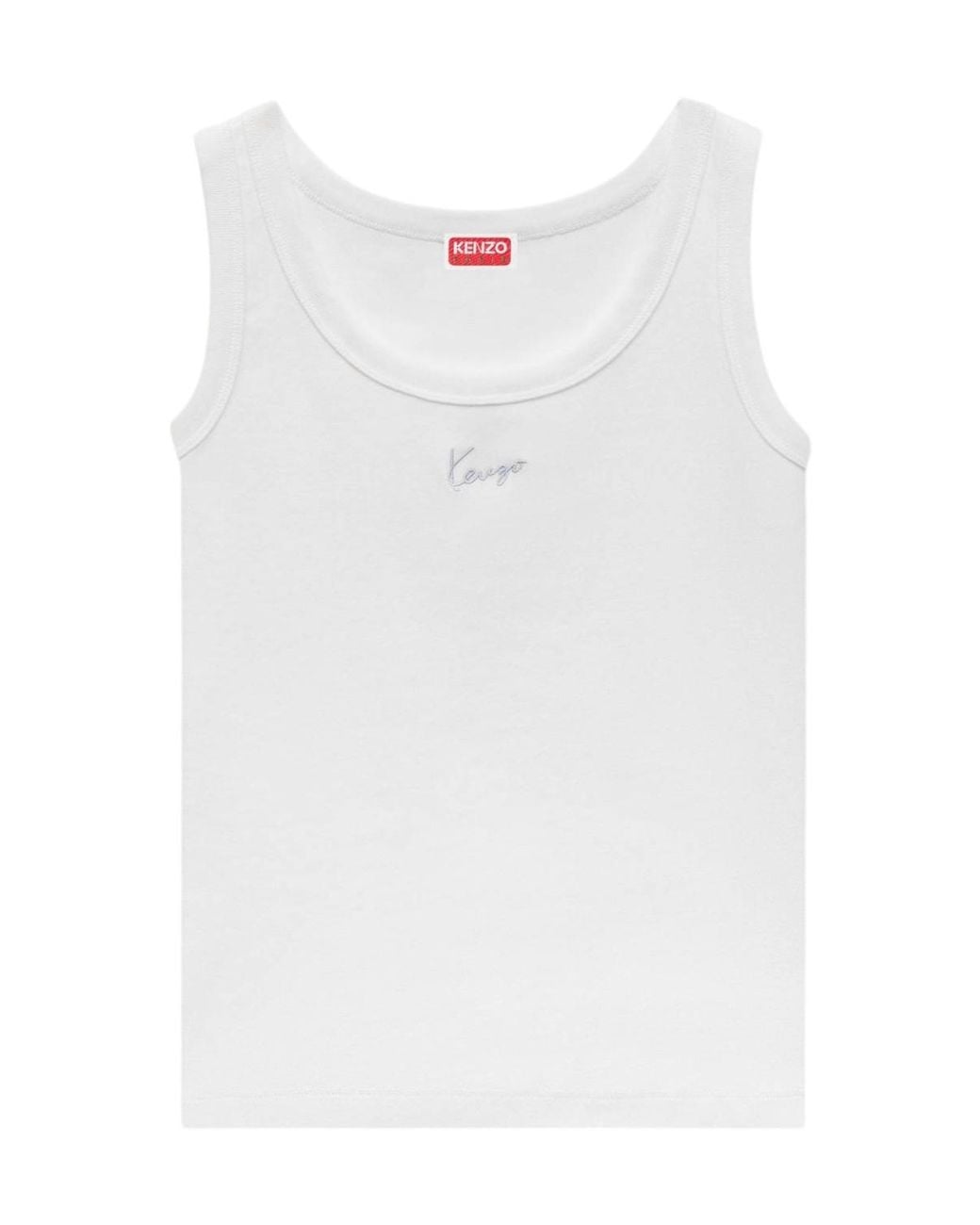 KENZO White Logo Ribbed Tank Top