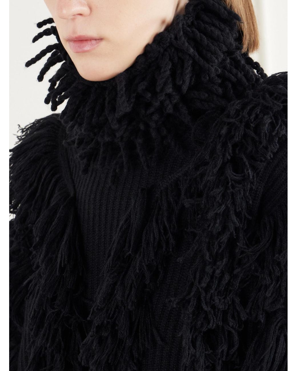 Lisa Yang Black Fringe-Trimmed Cashmere Snood